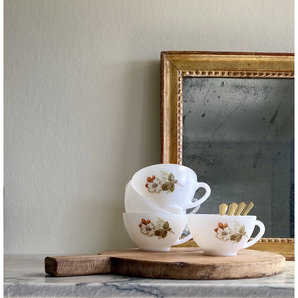 Tasse vintage Arcopal art de la table brocante decoration intérieure french  house home table motif floral café